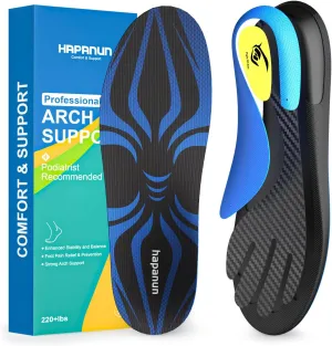 Carbon Fiber Insole with Arch Support for Long Periods of Standing, Jogging, Hiking and Other Outdoor Sports, as Well as a Work Boot Insole. (Blue, M：9.5/10丨W：10.5/11（290mm）)