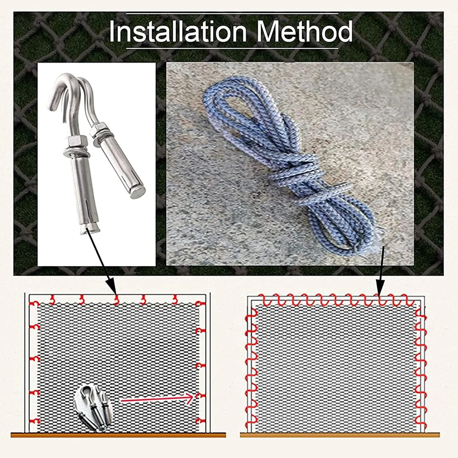 Cargo Climbing Net Playground Ladder Safety Net Outdoor Treehouse Heavy Duty Swings Net Hammock Safety Net Polyamide Truck Trailer Fence Netting,6x6m(19.7x19.7ft)