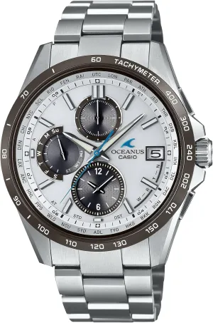 Casio OCW-T2600 Series Oceanus Classic Line Radio Solar Wristwatch, White/Black Bezel, Titanium Band Import from Japan New, Silver