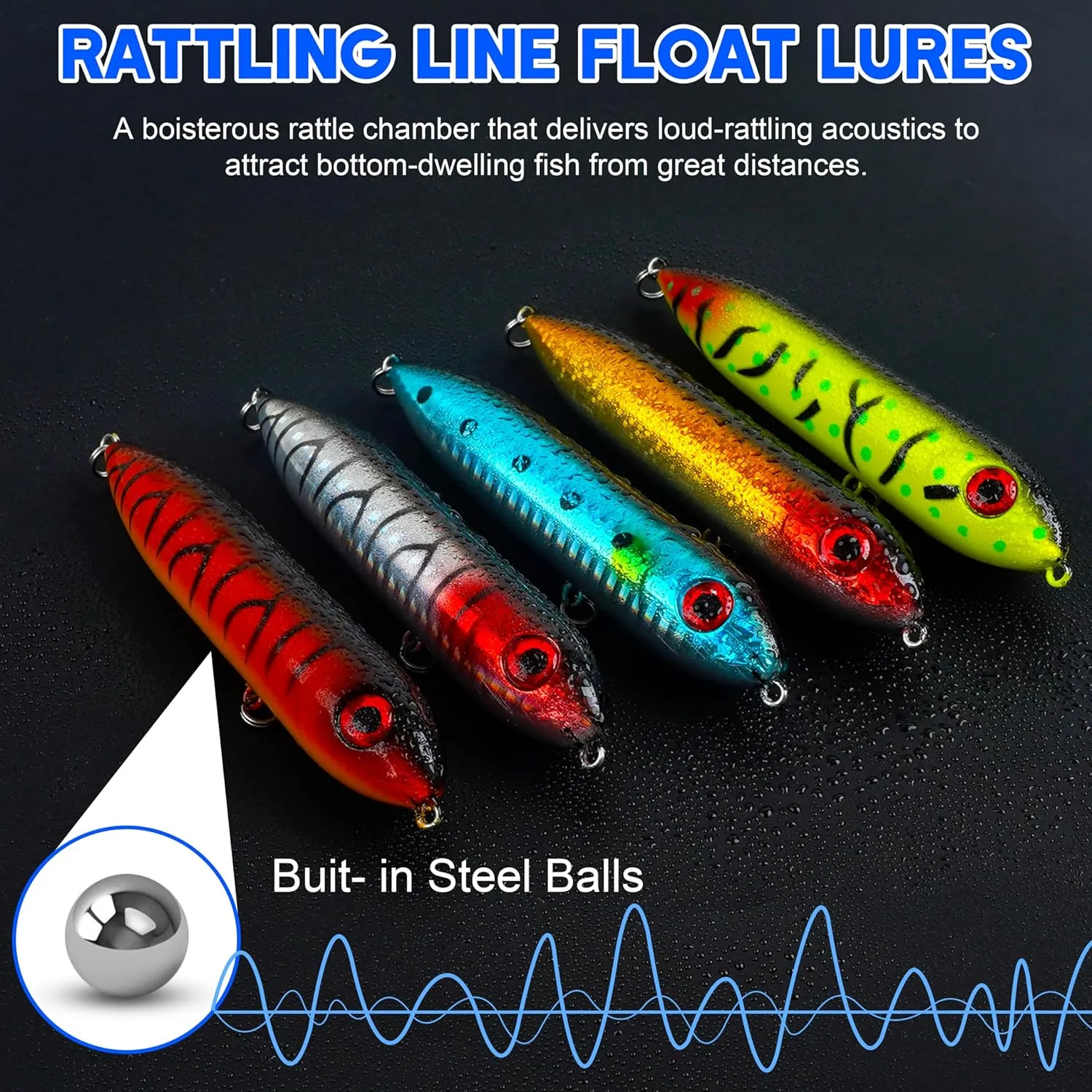 Catfish Rattling Line Float Lure for Catfishing, Demon Dragon Style Catfish Spook Rattle Floats for Santee Cooper Rig Catfishing Tackle 5/10pcs