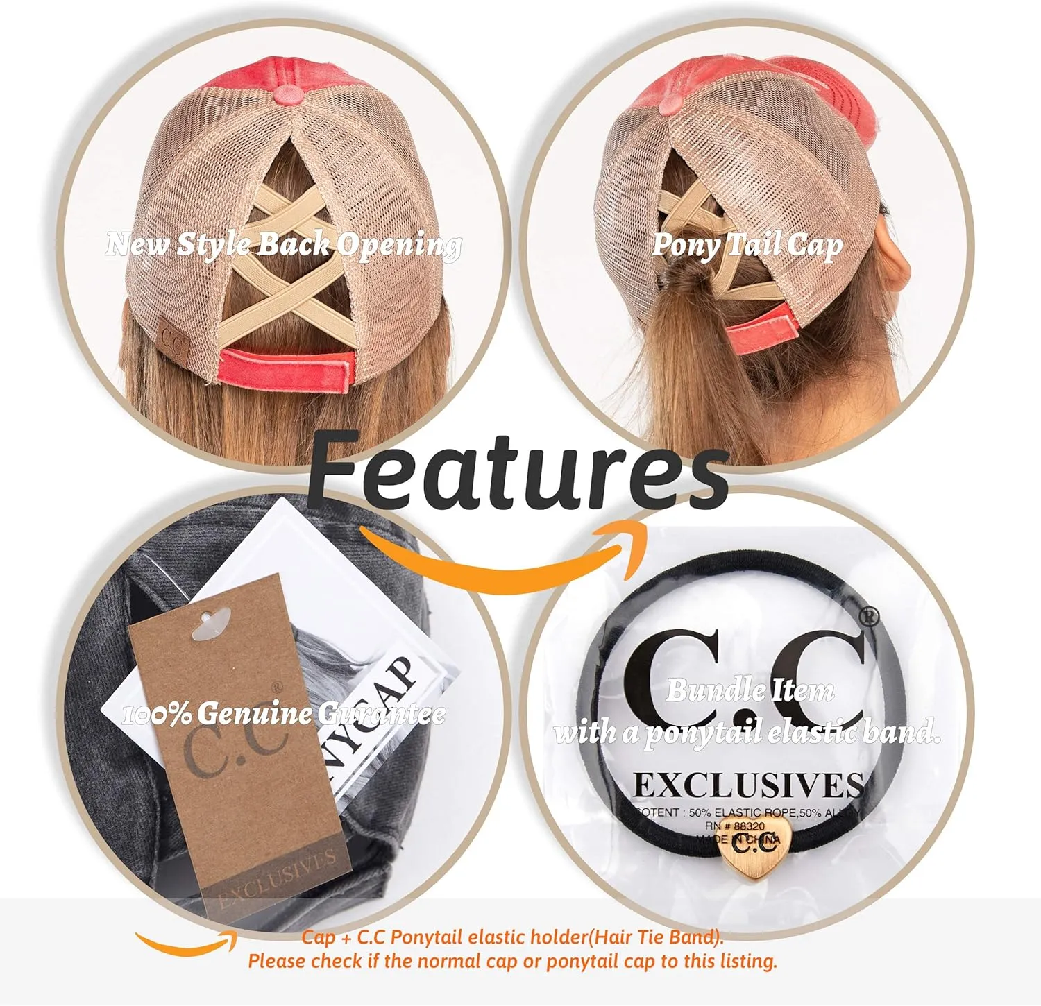 C.C Ponycap Messy High Bun Ponytail Adjustable Glitter Mesh Trucker Baseball Cap