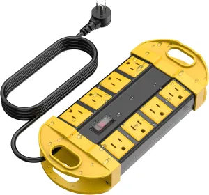 CCCEI Outdoor Power Strip Weatherproof with 8 Plug, Waterproof Extension Cord with Multiple Outlets, Christmas Exterior Garden Yard Surge Protector 6FT.
