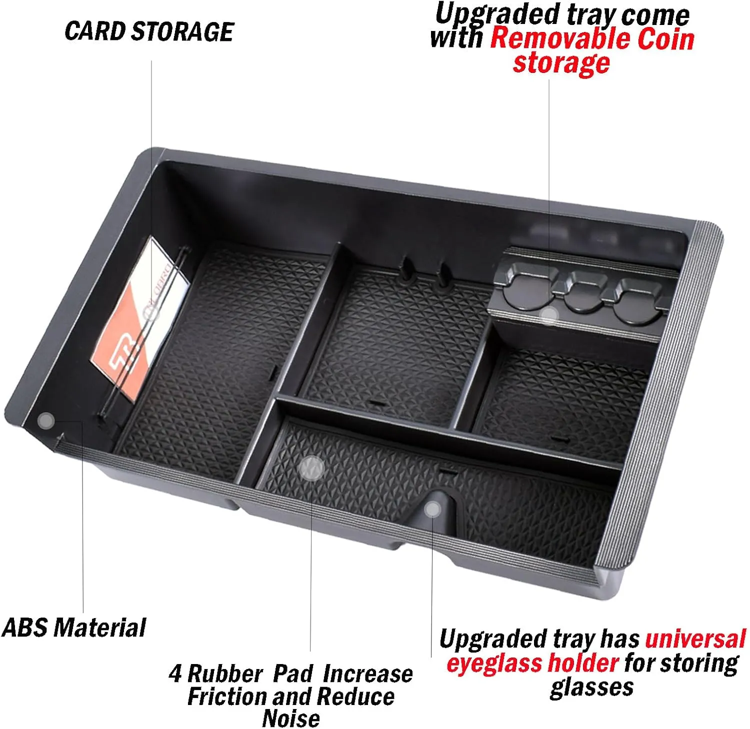 Center Console Organizer for 2014-2018 Chevy Silverado 1500 / GMC Sierra 1500 Accessories and 2015-2019 Sierra/Silverado 2500/3500HD and 15-2020 Yukon/Yukon XL/Tahoe/Suburban Armrest Storage Box black