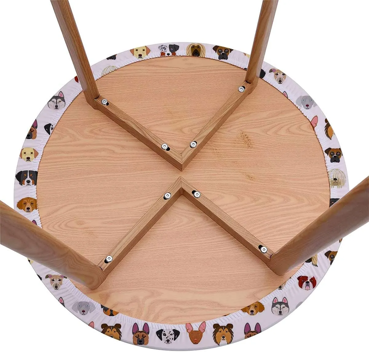Charcoal Grey Gold Round Table Cloth with Elastic Edged Cartoon Dog Faces Set Fitted Table Cover Elastic Edged Plastic Table Cover Fits Tables Animals Pattern Fits up 40"-44" Diameter Tables