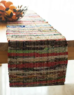 Chardin Home 13x72 Inch Rainbow Chindi Table Runner – Eco-Friendly Handwoven Runner Made from Recycled Cotton Rags – Colorful Boho Table Decor for Dining, Console, or Coffee Table