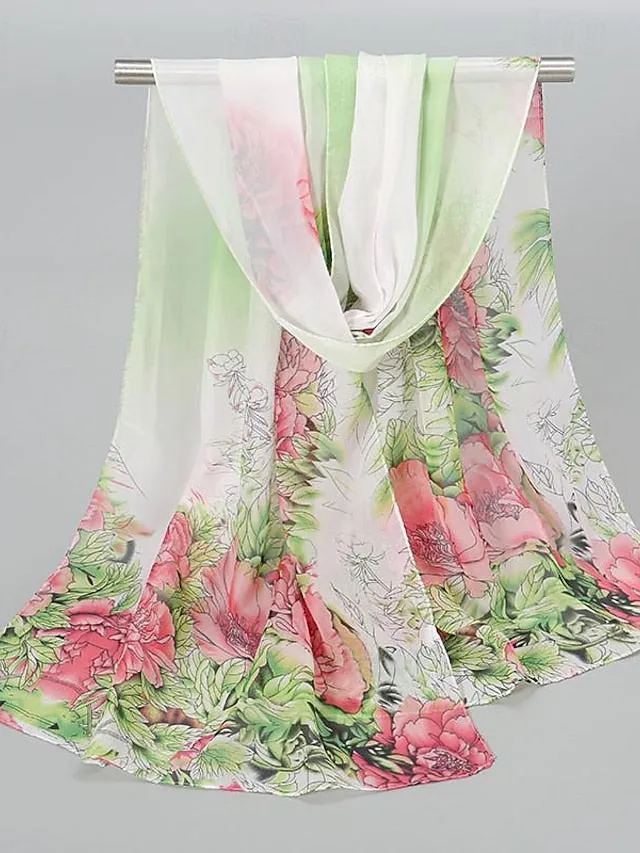 Chic Floral Rectangle Scarf for Women - Grey & Yellow Street Style