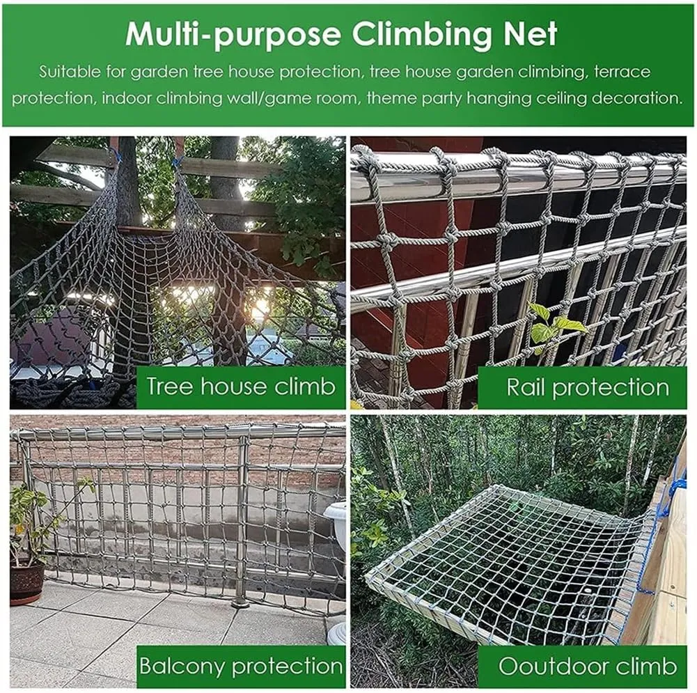 Child Safety Net Cargo Climbing Net Dia 10mm Outdoor Net Hammock Swing Safety Climbing Frame Climb Rope Netting Climbing Net Rope Cargo for Kids Adult Rock Playground Net Garden Netting (Color : 10mm