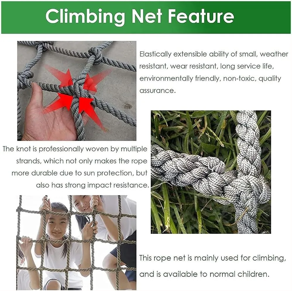 Child Safety Net Cargo Climbing Net Dia 10mm Outdoor Net Hammock Swing Safety Climbing Frame Climb Rope Netting Climbing Net Rope Cargo for Kids Adult Rock Playground Net Garden Netting (Color : 10mm