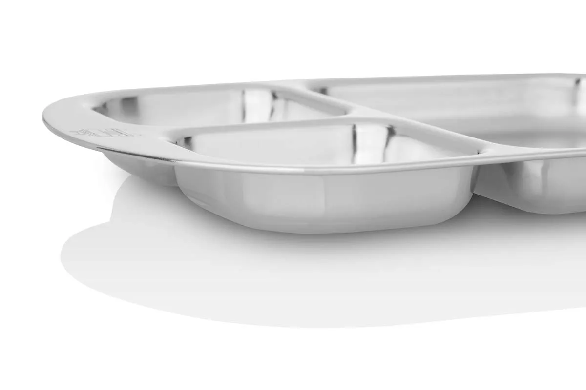 Children's Premium Stainless Steel Dinnerware Set |1 Bowl with Handles, 1 Cup with Handle & 1 Divided Plate | Fun Fire Truck Design | | Ideal for Babies,Toddlers & Kids | by Kiddobloom