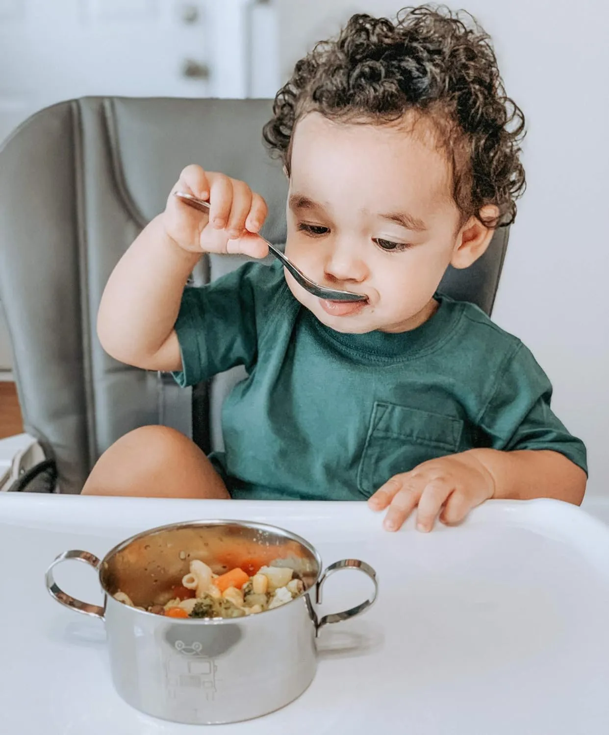 Children's Premium Stainless Steel Dinnerware Set |1 Bowl with Handles, 1 Cup with Handle & 1 Divided Plate | Fun Fire Truck Design | | Ideal for Babies,Toddlers & Kids | by Kiddobloom