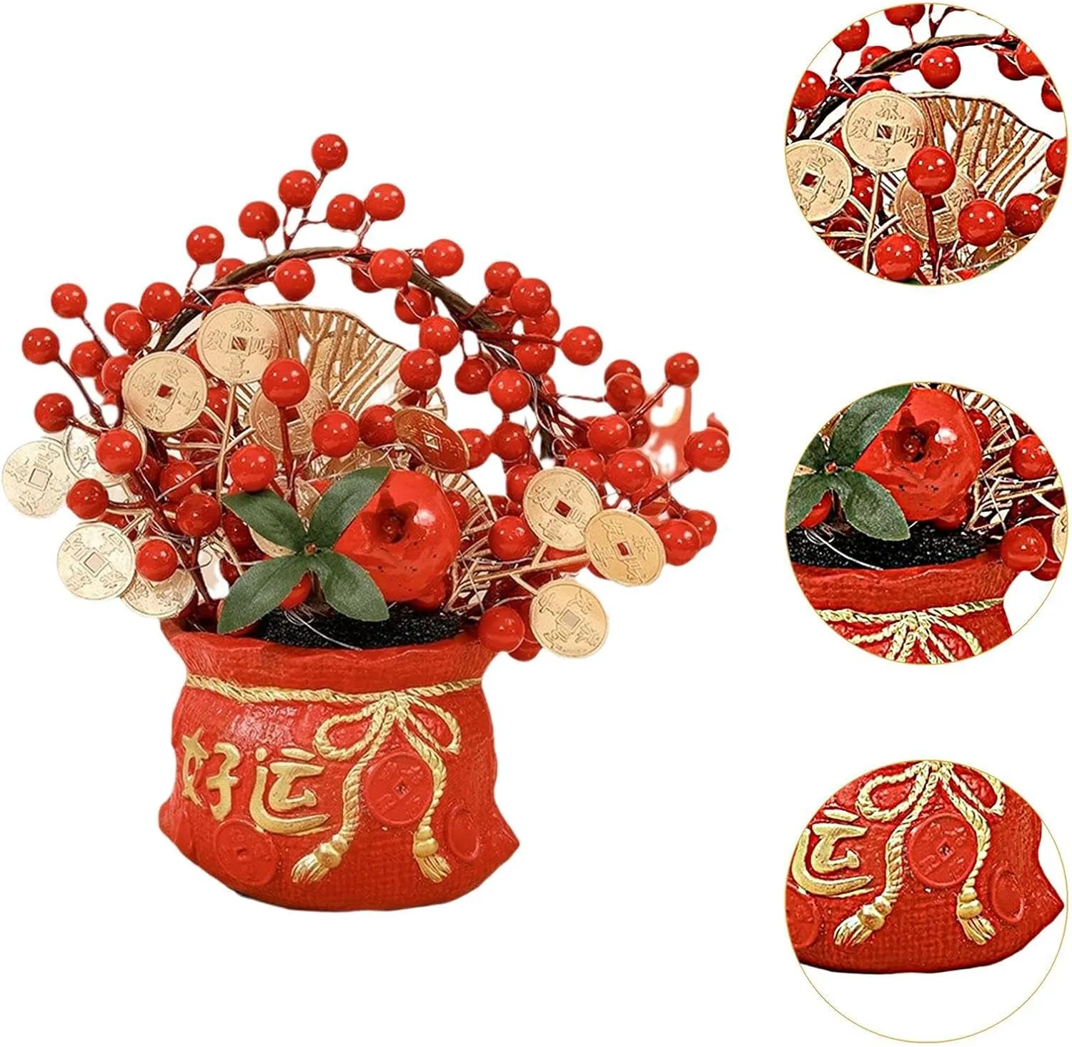 Chinese New Year Feng Shui Blessing Bag Vase Decor Blessed Bag Statue Table Decoration for Restaurant Home Party Housewarming, Style B