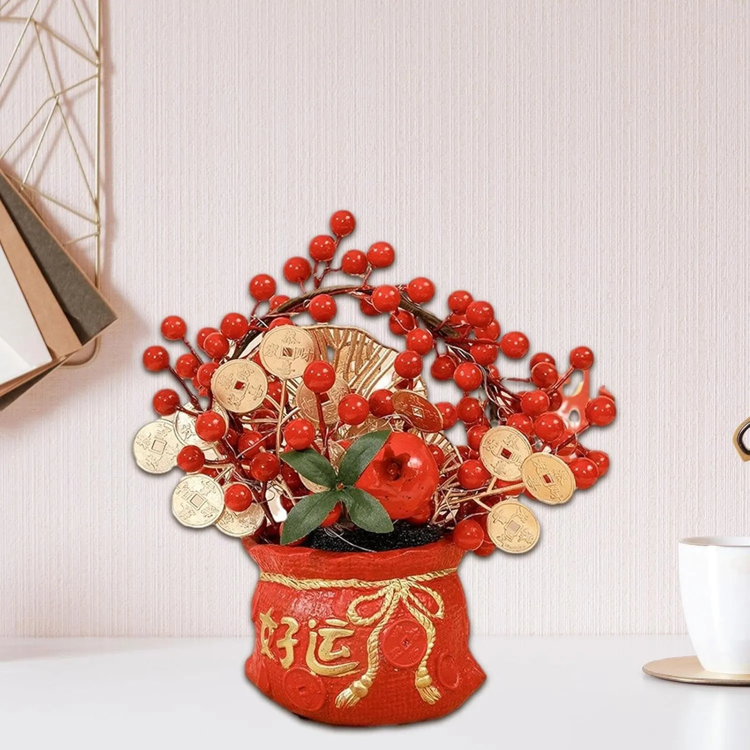 Chinese New Year Feng Shui Blessing Bag Vase Decor Blessed Bag Statue Table Decoration for Restaurant Home Party Housewarming, Style B