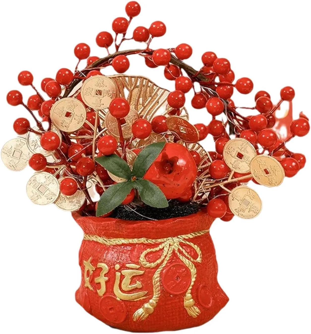 Chinese New Year Feng Shui Blessing Bag Vase Decor Blessed Bag Statue Table Decoration for Restaurant Home Party Housewarming, Style B