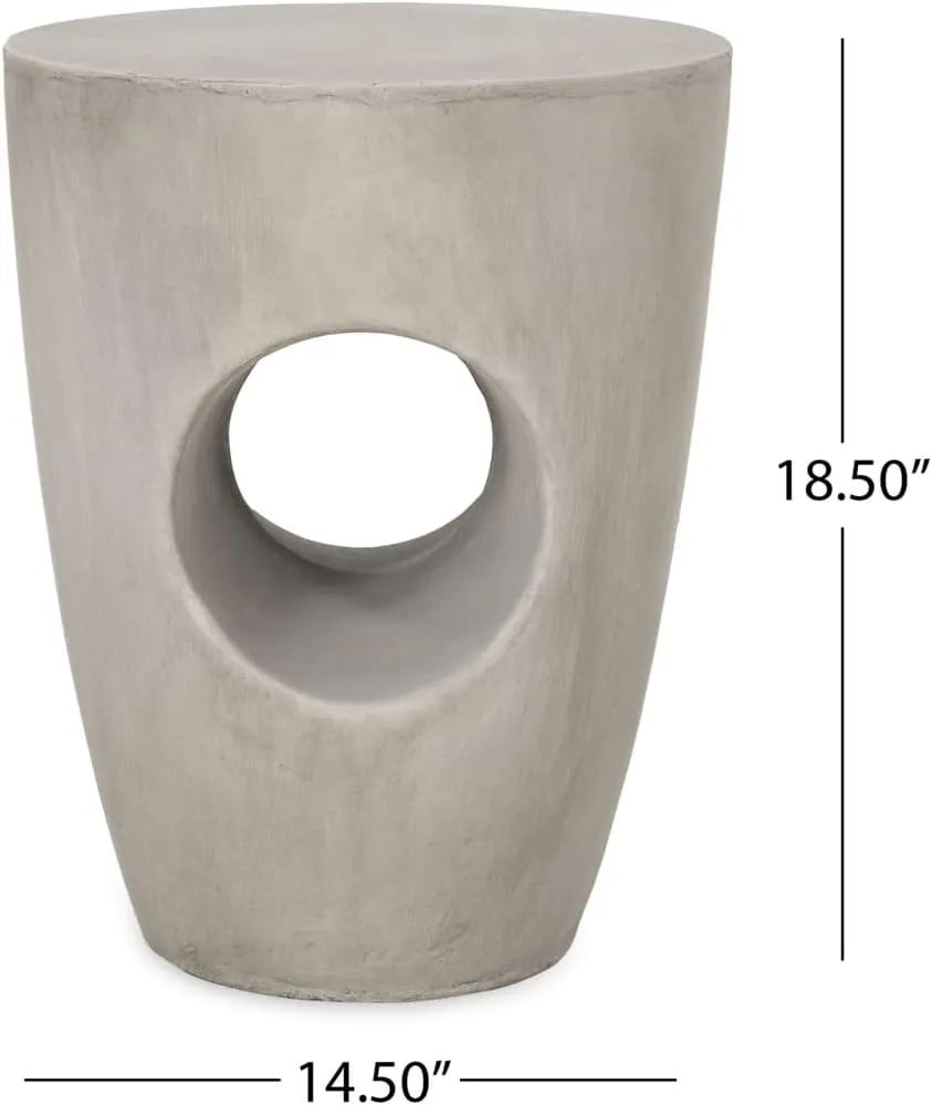 Christopher Knight Home Randall Outdoor Contemporary Lightweight Accent Side Table, Concrete Finish