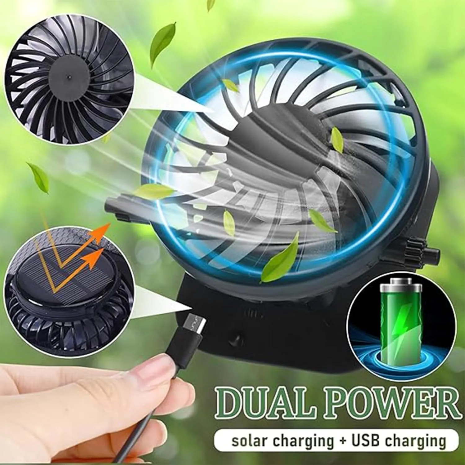 Chuarry Wide Brim Sun Hat with 2 Fan Outdoor Solar Powered USB Charging Fishing Hat with Neck Flap for Men Women