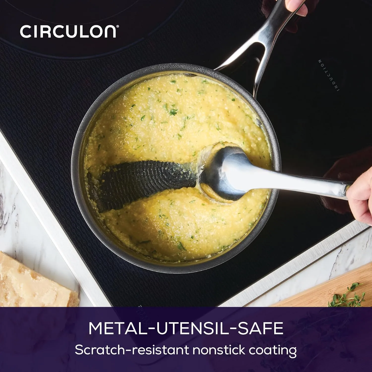 Circulon Scratch Defense Stainless Steel Pan Set: 3 Piece Induction Hob Pan Set with Extreme Non Stick, Induction & All Hob Suitable