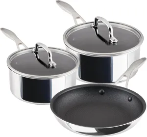Circulon Scratch Defense Stainless Steel Pan Set: 3 Piece Induction Hob Pan Set with Extreme Non Stick, Induction & All Hob Suitable