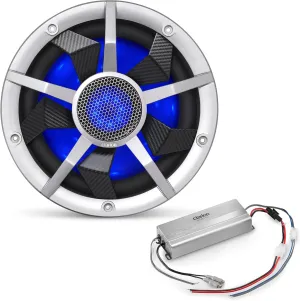Clarion Marine Subwoofer Amplifier Bundle - 10" CM2513WL LED Sub Woofer and XC2110 Amplifier