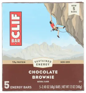 CLIF BAR - Chocolate Brownie Flavor - Made with Organic Oats - 10g Protein - Non-GMO - Plant Based - Energy Bars - 2.4 oz. (5 Pack)