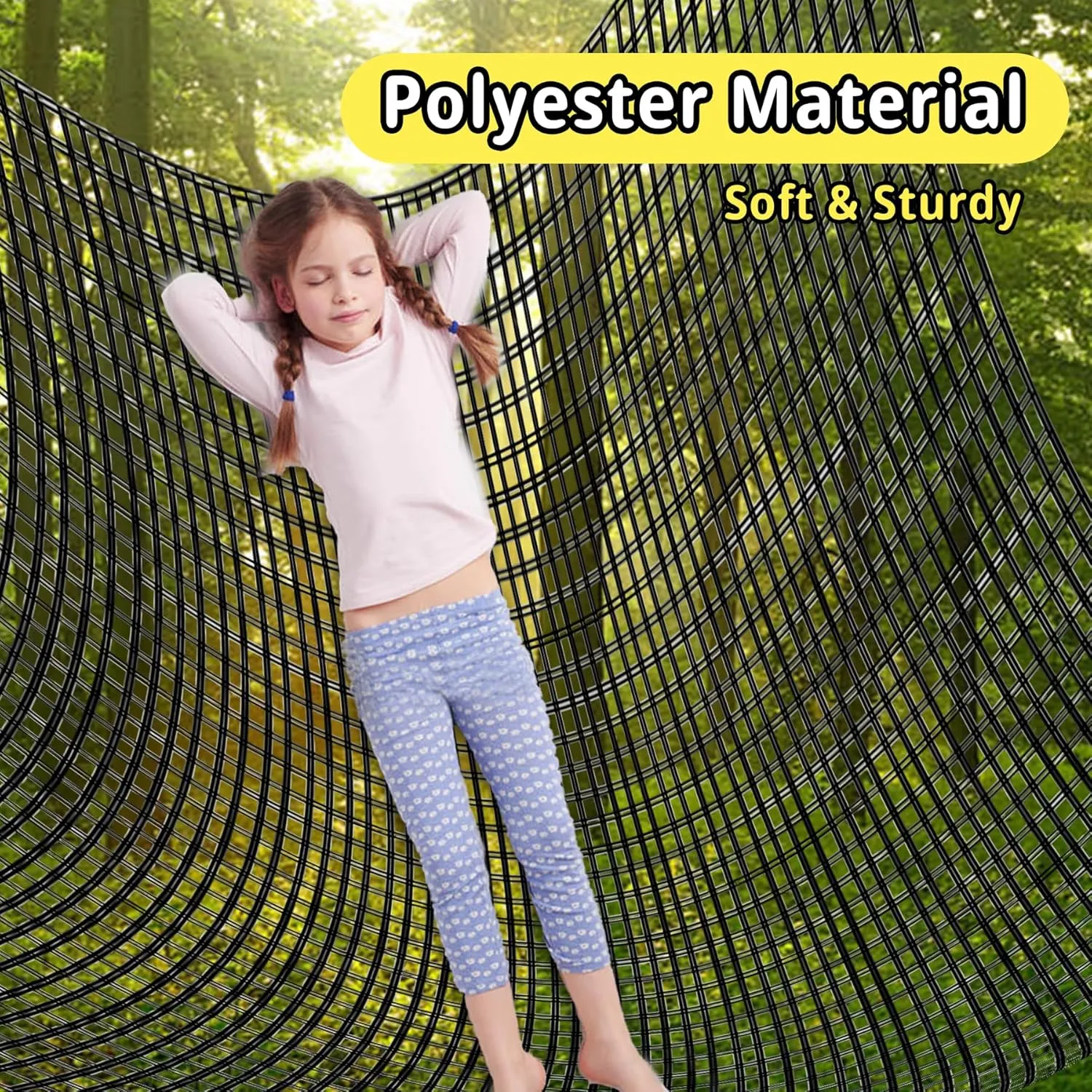 Climbing Cargo Net - 6.5' x 9.8', Double Layer Playground Safety Net with Storage Bag for Kids' Outdoor Treehouse