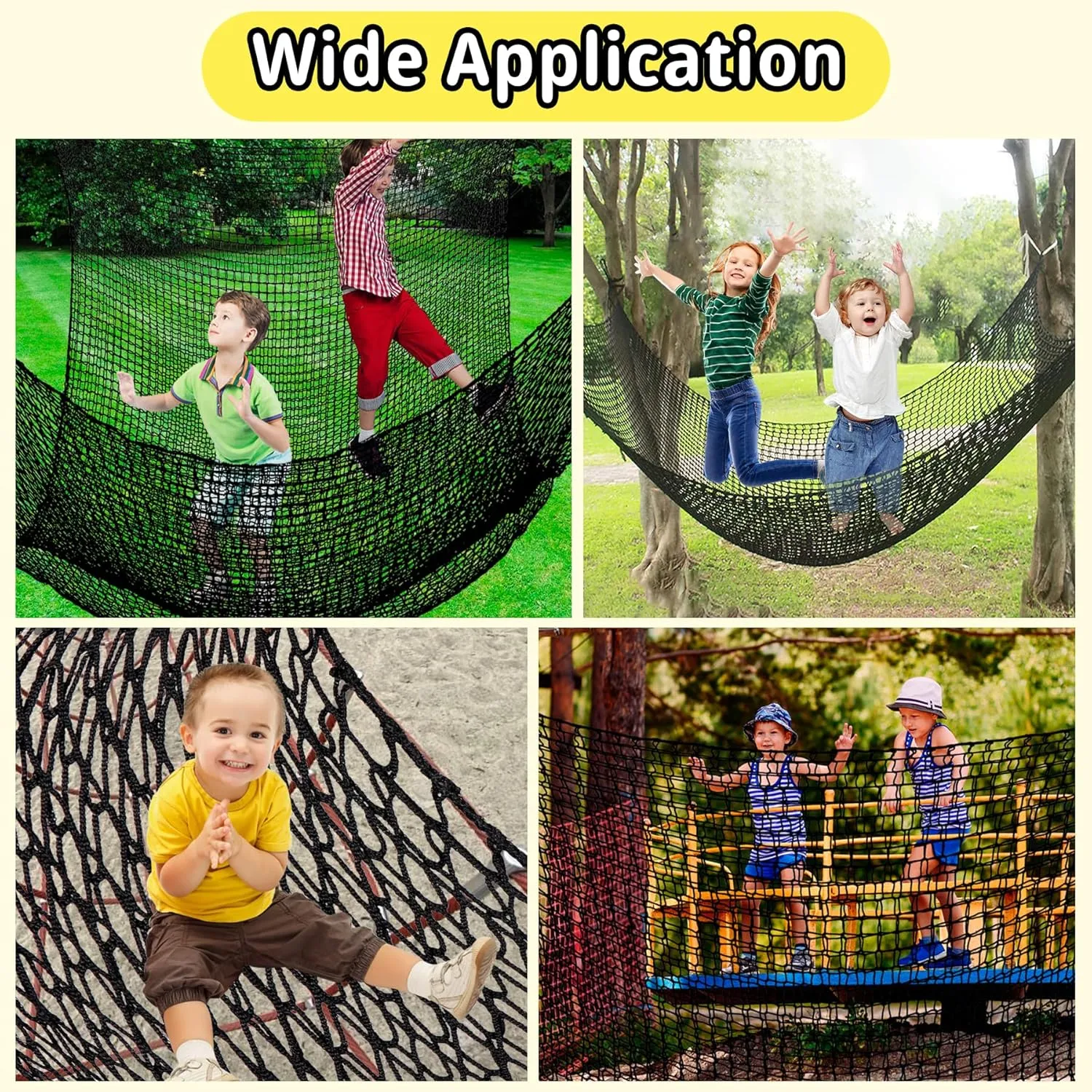 Climbing Cargo Net 9.8' x 9.8', Double Layers Playground Safety Net, with Storage Bag Climbing Net for Kids Outdoor Treehouse