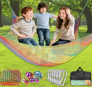 Climbing Cargo Net, Double Layers Playground Safety Net, Kids Backyard Climbing Net, Used for Treehouse Accessories Outdoor Adventure...Kids Playground Climbing Cargo Net 9.9 x 6.6Ft