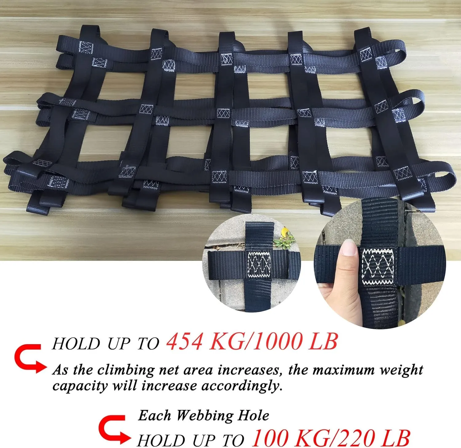 Climbing Cargo Net for Treehouse,Climbing Net for Kids Balcony Banister Stair Protection Heavy Duty Kids Ninja Obstacle Jungle Gym Net Rope Ladder,Swing Set Attachment,Black ( Size : 4x8ft/1.2x2.4m )