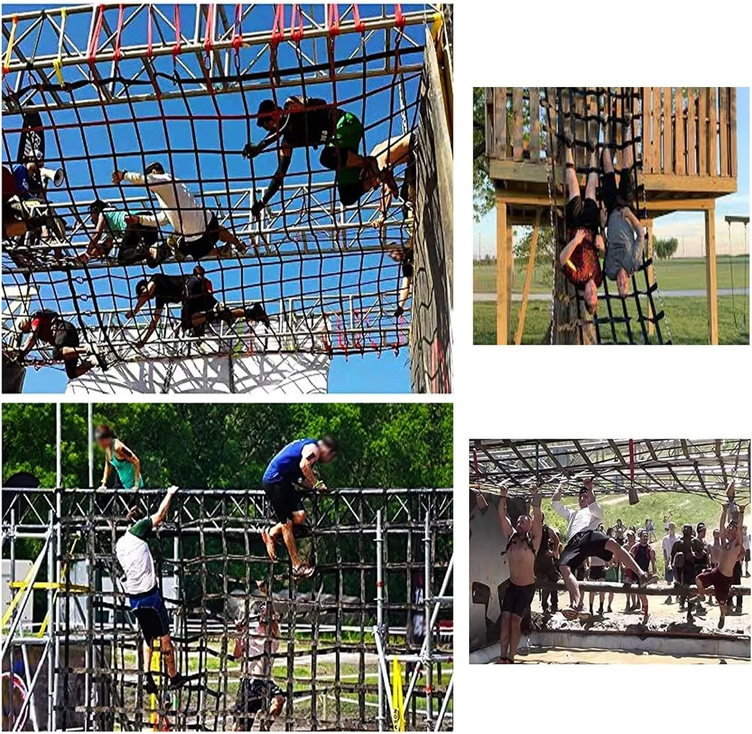 Climbing Cargo Net for Treehouse,Climbing Net for Kids Balcony Banister Stair Protection Heavy Duty Kids Ninja Obstacle Jungle Gym Net Rope Ladder,Swing Set Attachment,Black ( Size : 4x8ft/1.2x2.4m )