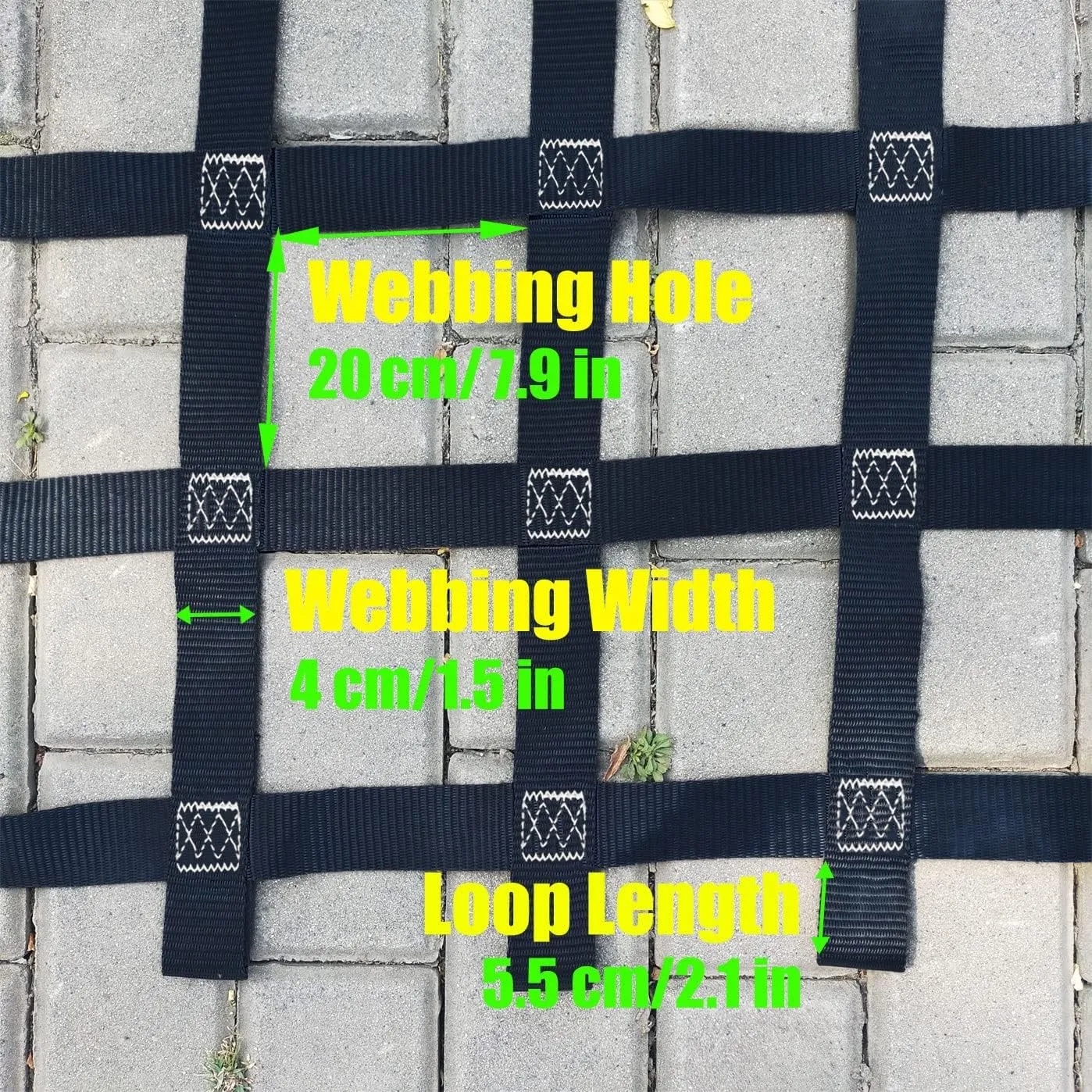 Climbing Cargo Net for Treehouse,Climbing Net for Kids Balcony Banister Stair Protection Heavy Duty Kids Ninja Obstacle Jungle Gym Net Rope Ladder,Swing Set Attachment,Black ( Size : 4x8ft/1.2x2.4m )