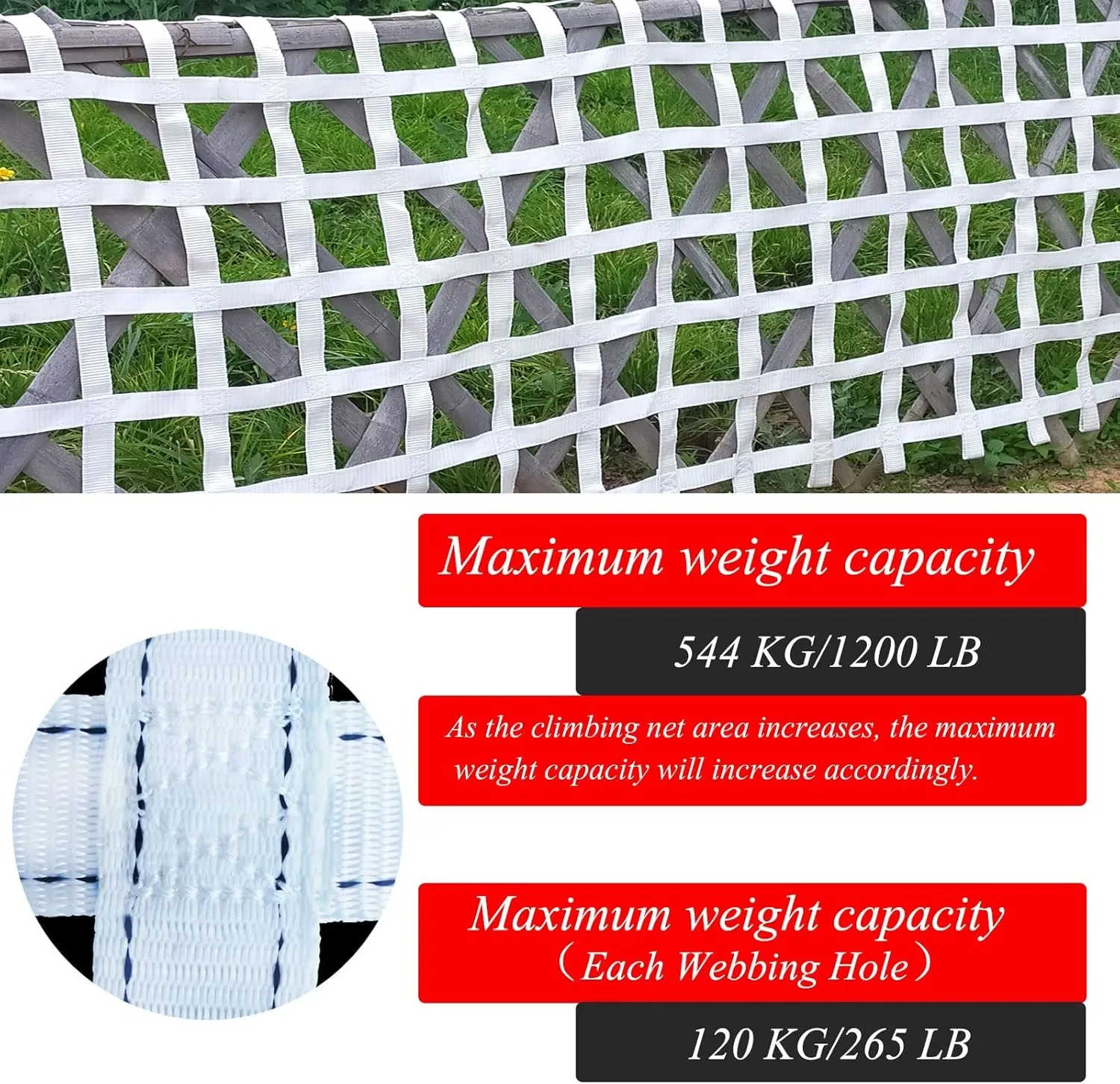 Climbing Cargo Net White,Ninja Net,Playground Heavy Duty Swing Set Polyester Rope Ladder for Jungle Gyms Obstacle Course Training Climbing Net Netting Nets,for Outdoor Treehouse,White