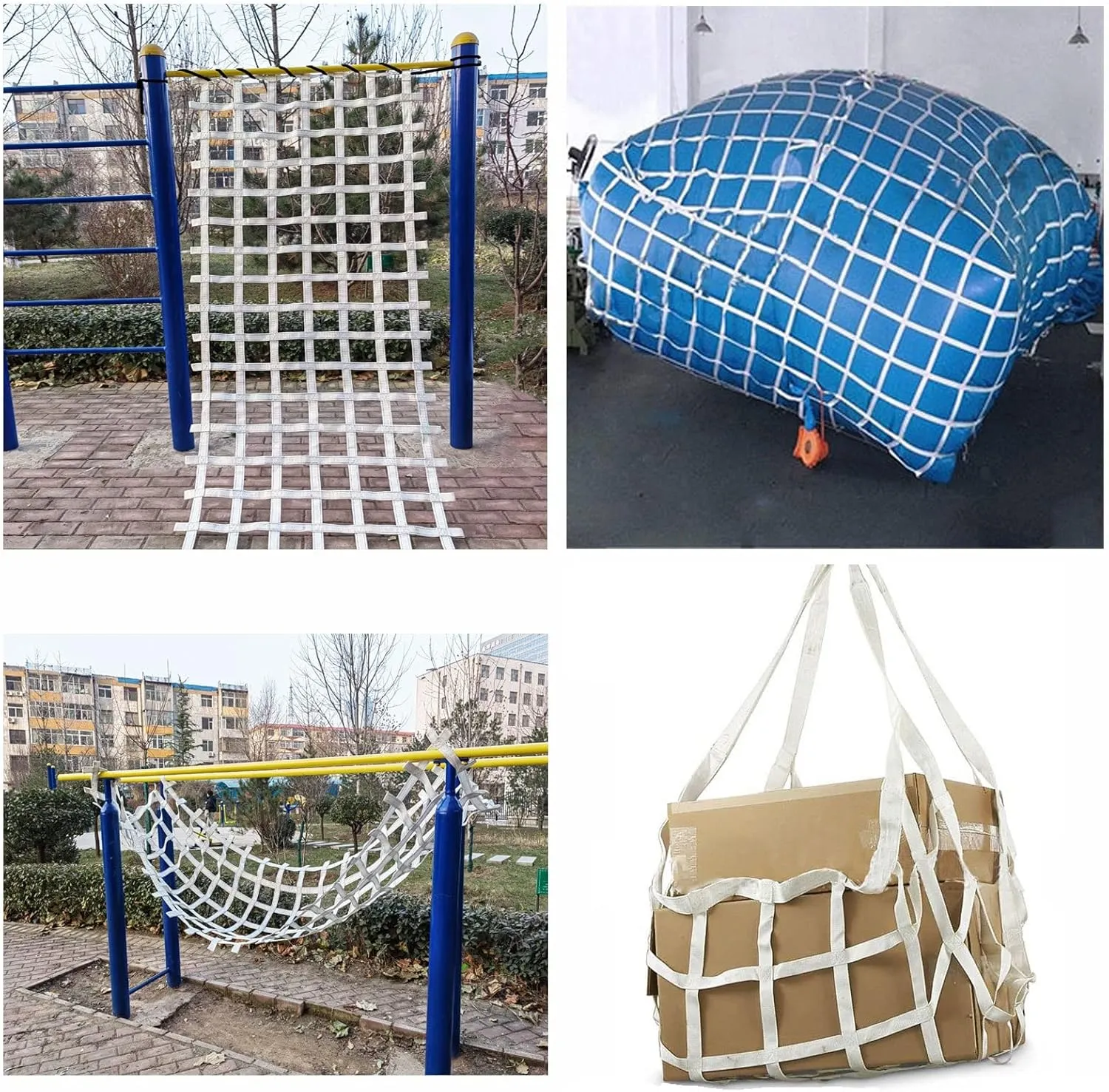 Climbing Cargo Net White,Ninja Net,Playground Heavy Duty Swing Set Polyester Rope Ladder for Jungle Gyms Obstacle Course Training Climbing Net Netting Nets,for Outdoor Treehouse,White