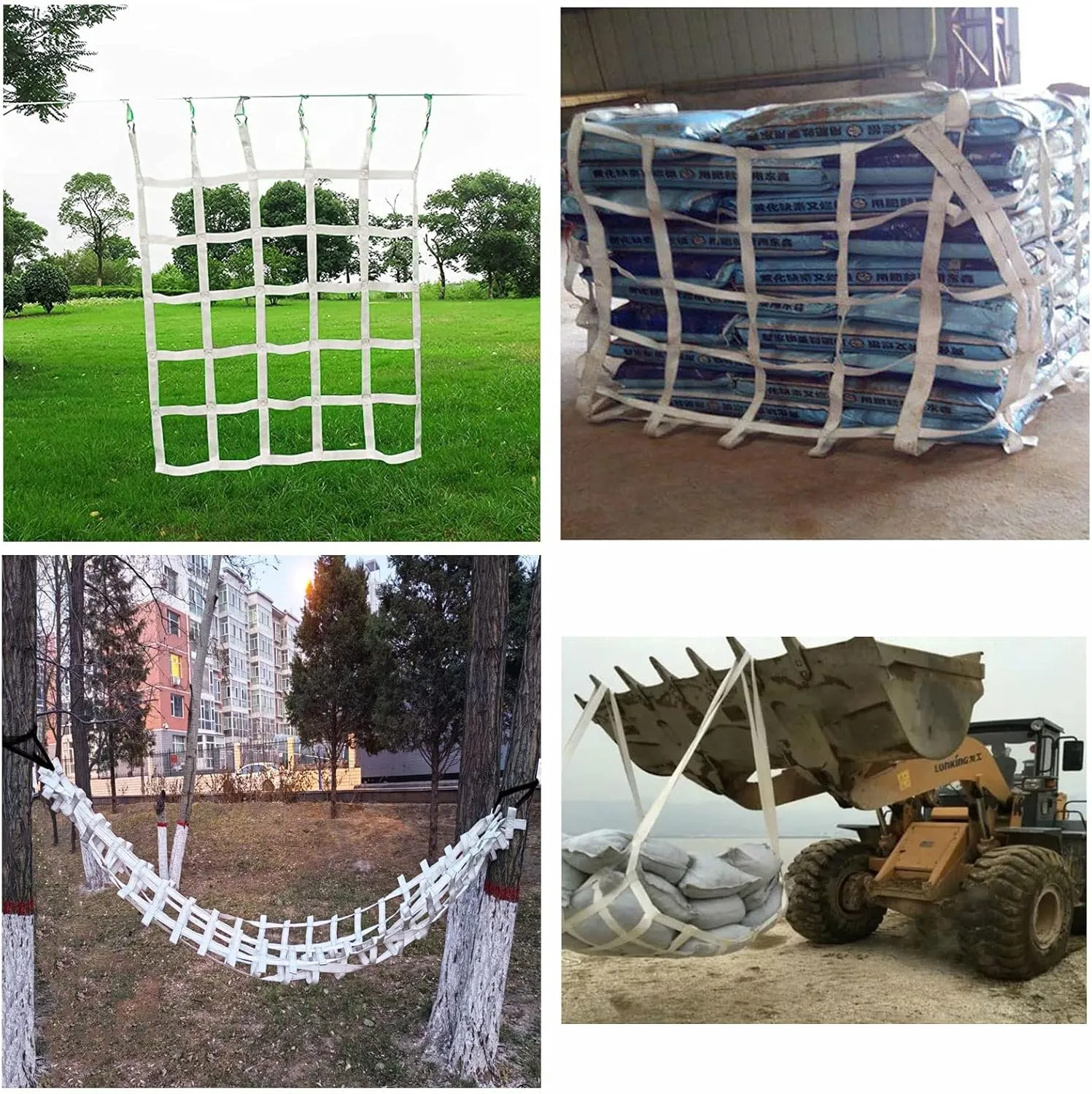 Climbing Cargo Net White,Ninja Net,Playground Heavy Duty Swing Set Polyester Rope Ladder for Jungle Gyms Obstacle Course Training Climbing Net Netting Nets,for Outdoor Treehouse,White