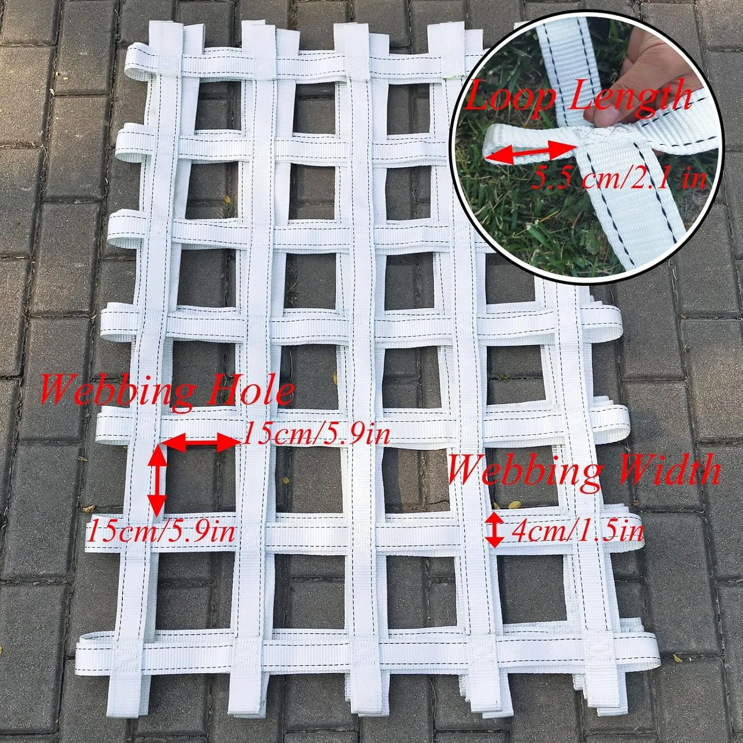 Climbing Cargo Net White,Ninja Net,Playground Heavy Duty Swing Set Polyester Rope Ladder for Jungle Gyms Obstacle Course Training Climbing Net Netting Nets,for Outdoor Treehouse,White