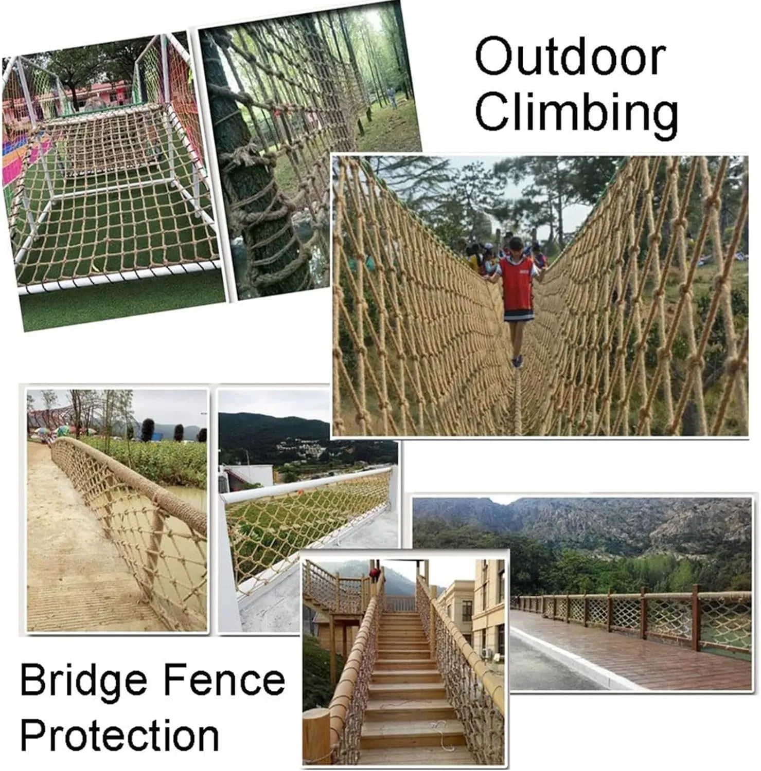 Climbing Frame Net, 20x20FT / 6x6(M) Rope Netting Climbing Cargo Nets Playground Kids Child Rock Ladder Wall Hammock Tree House Playset Swingset (Rope Dia 1cm)
