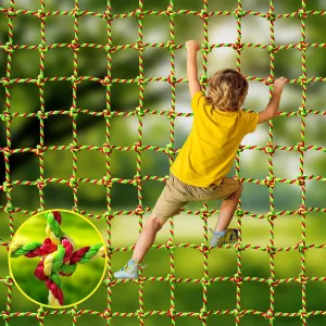 Climbing Net, 6.6ft X 6.6ft Polyester Climbing Cargo Net for Kids Outdoor, Heavy Duty Large Military Playground Equipment, Rope Ladder, Swingset, Indoor & Outdoor, Treehouse, Jungle Gyms
