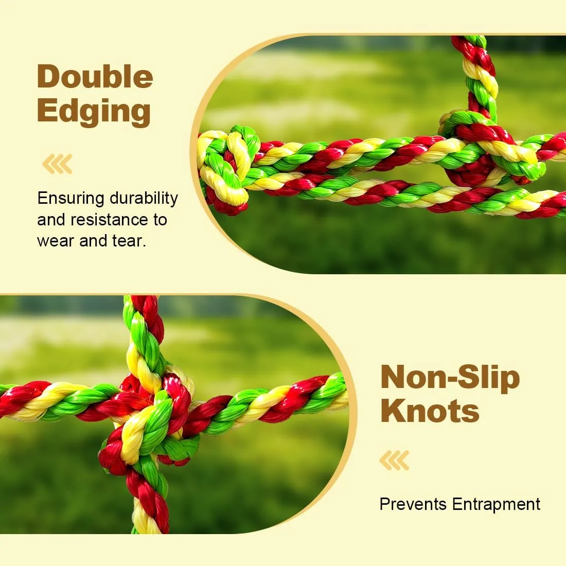 Climbing Net, 6.6ft X 6.6ft Polyester Climbing Cargo Net for Kids Outdoor, Heavy Duty Large Military Playground Equipment, Rope Ladder, Swingset, Indoor & Outdoor, Treehouse, Jungle Gyms