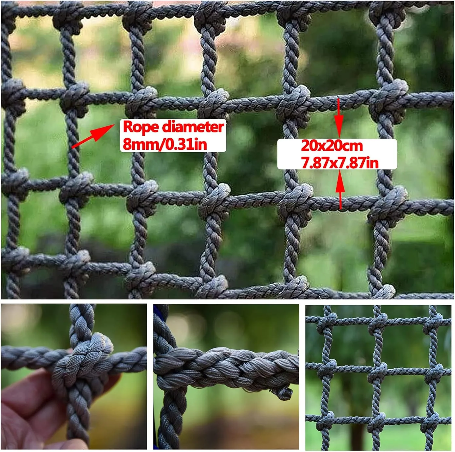 Climbing Net Net Playground Rope Safety Net Kids Tree House Heavy Duty Outdoor Hammock Swing Truck Trailer Net for Stair Balcony Railing Protection Net,3.3x3.3ft