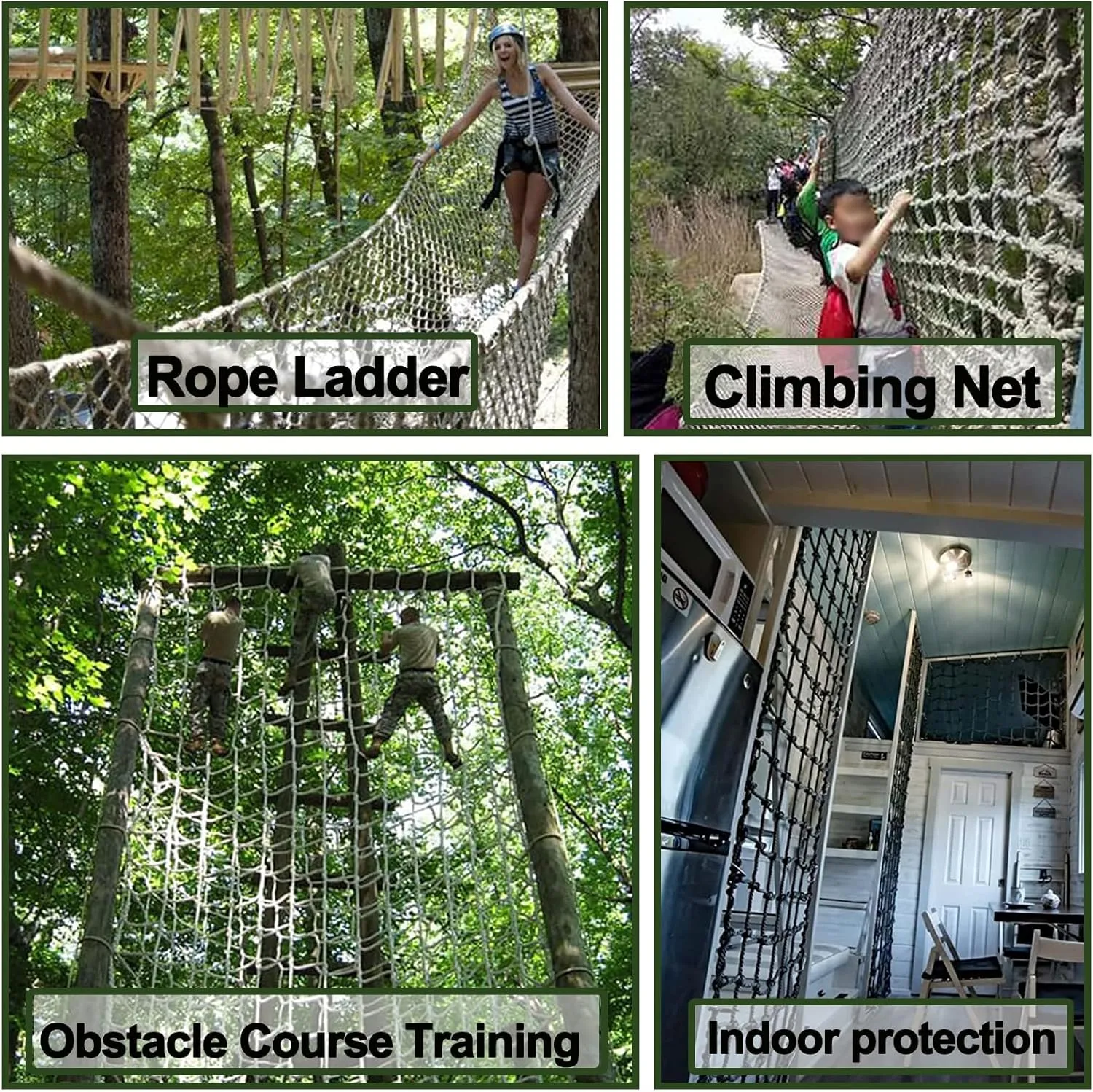 Climbing Net Playground Safety Net Outdoor Climbing Cargo Net Outdoor Tree House Hammock Heavy Duty Truck Trailer Net Rope Ladder,3.3x3.3ft