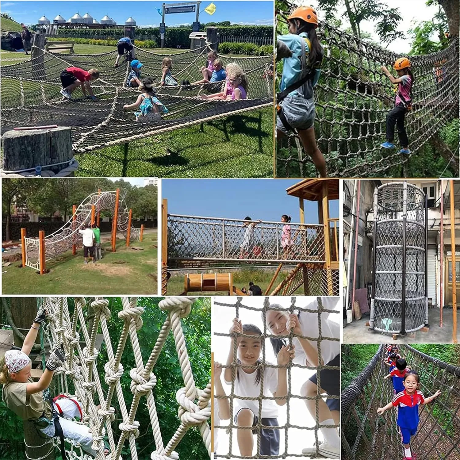 Climbing Net Playground Safety Net Outdoor Climbing Cargo Net Outdoor Tree House Hammock Heavy Duty Truck Trailer Net Rope Ladder,3.3x3.3ft