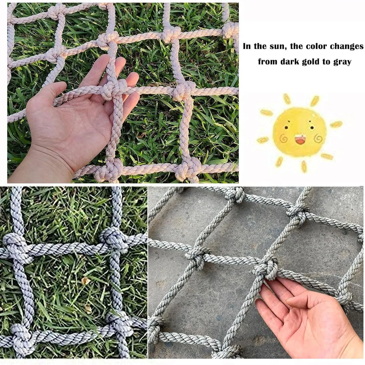 Climbing Net Playground Safety Net Outdoor Climbing Cargo Net Outdoor Tree House Hammock Heavy Duty Truck Trailer Net Rope Ladder,3.3x3.3ft