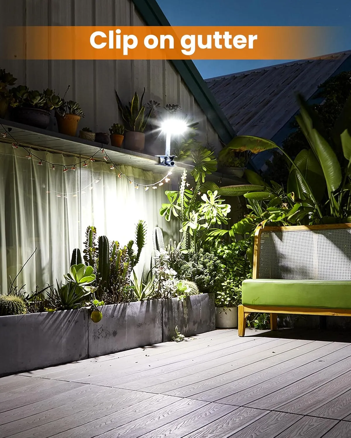 Clip On Solar Lights Outdoor with Motion Sensor - 92 LEDs 600LM Solar Fence Lights, 6000K Waterproof Security Lighting for Chain Link Fence,Deck, Gutter,Camping (2)