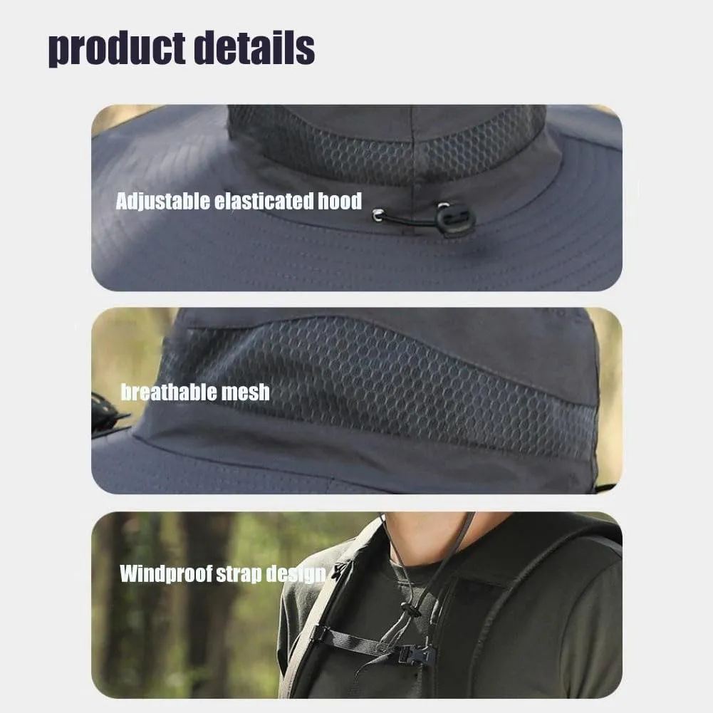 COLITT - Colitt Fishing hat,Colitt - Fishing Hat with Built in Fan,Wide Brim Solar Fan Outdoor Fishing hat-Solar & USB charg