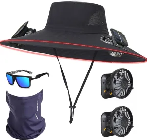 COLITT - Colitt Fishing hat,Colitt - Fishing Hat with Built in Fan,Wide Brim Solar Fan Outdoor Fishing hat-Solar & USB charg