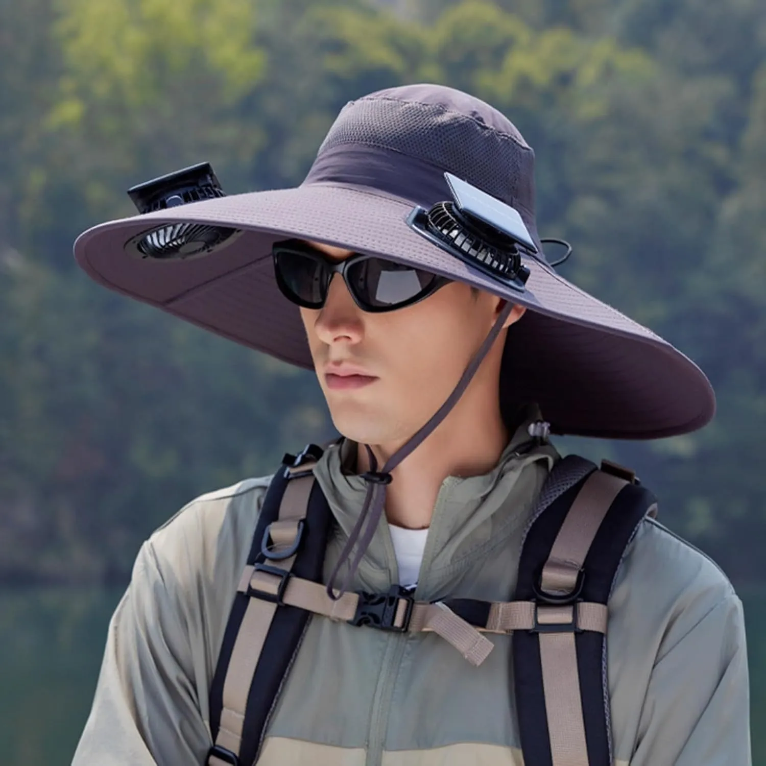 Colitt Fishing Hat, Colitt - Fishing Hat with Built in Fan, Wide Brim Solar Fan Hat with Built in Fan-Solar & USB