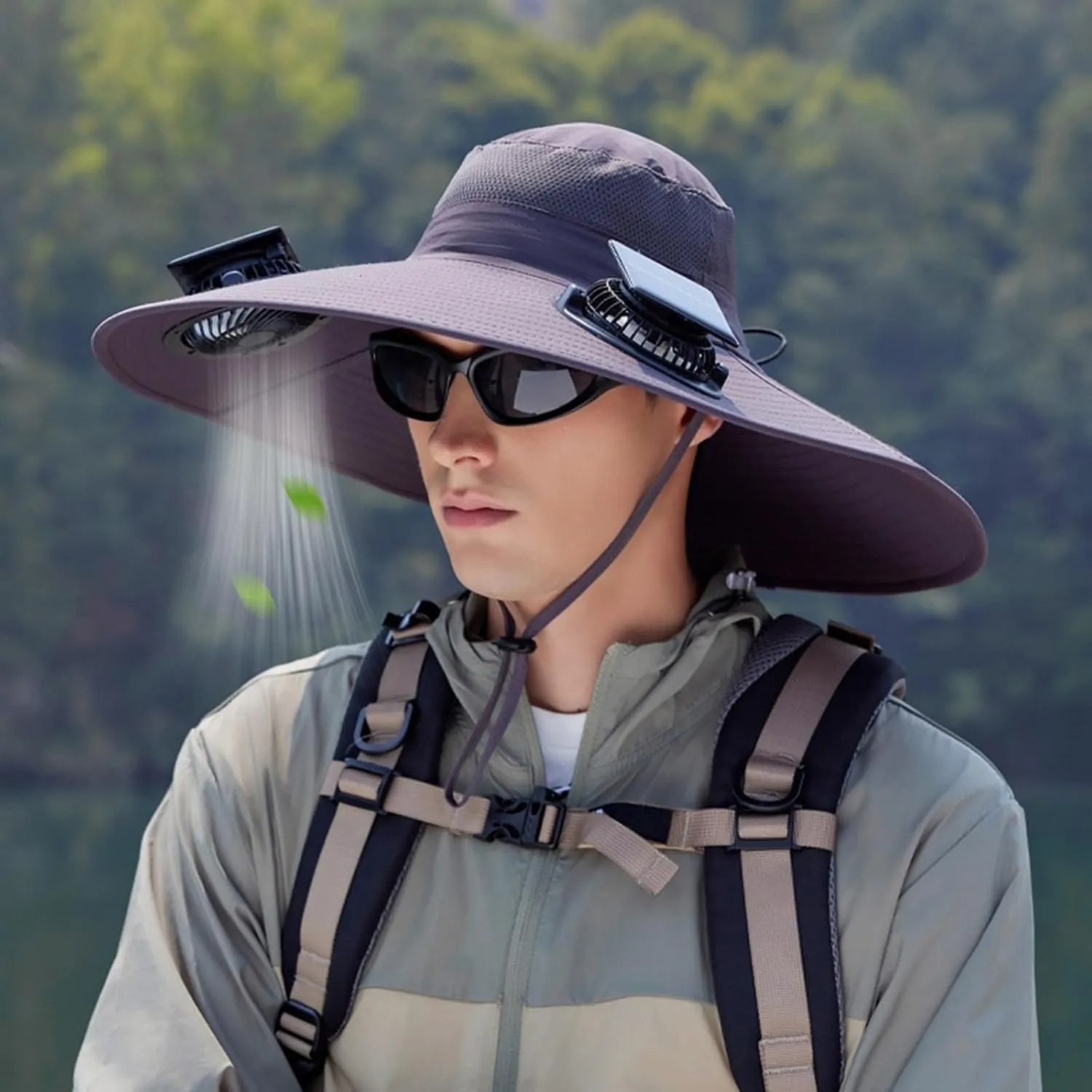 Colitt Fishing Hat, Colitt - Fishing Hat with Built in Fan, Wide Brim Solar Fan Hat with Built in Fan-Solar & USB