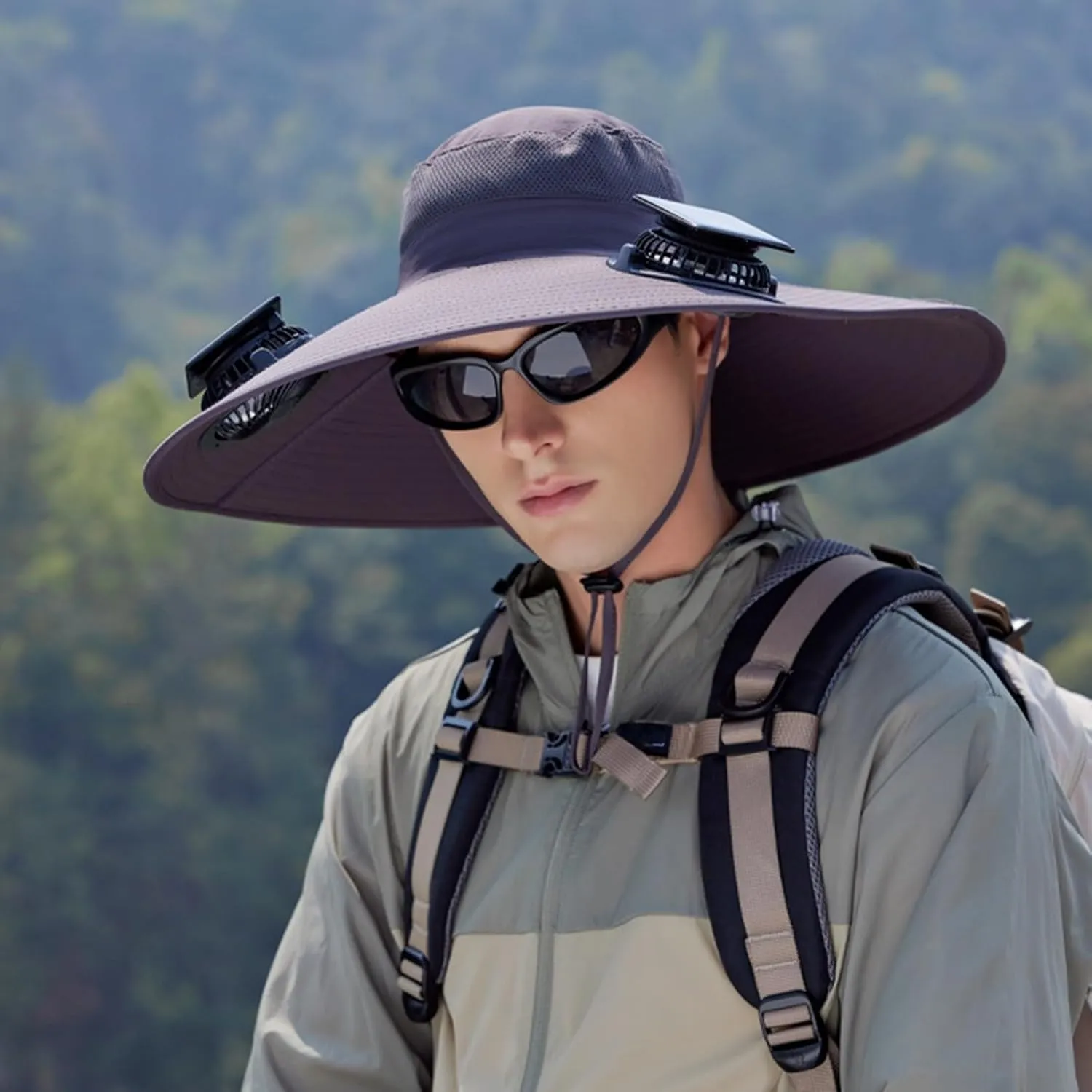 Colitt Fishing Hat, Colitt - Fishing Hat with Built in Fan, Wide Brim Solar Fan Hat with Built in Fan-Solar & USB
