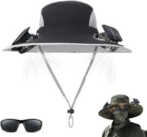 Colitt - Fishing Hat with Built in Fan, Hat with Fans Solar Power, Colitt Fishing Hat Wide-Brimmed Hats with Two Fans