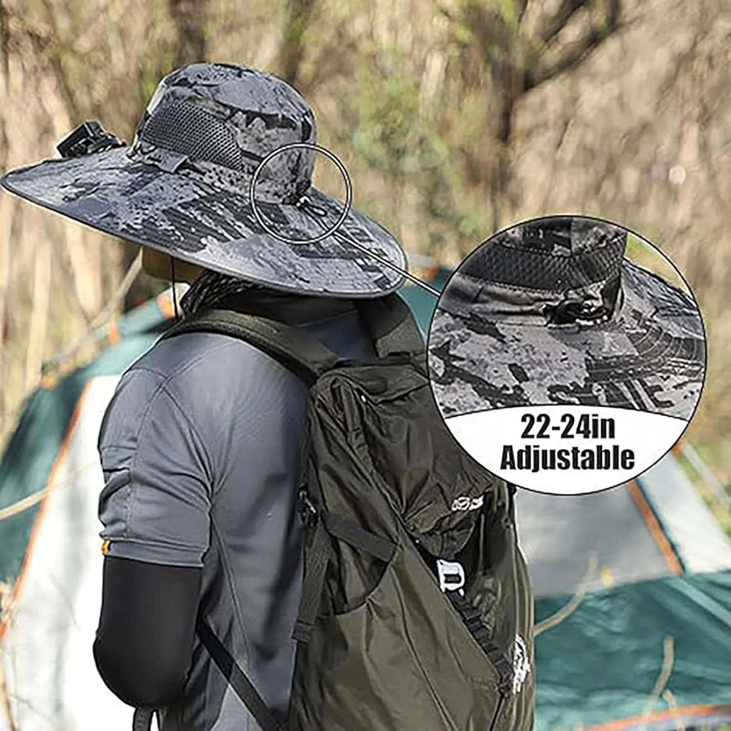 Colitt - Fishing Hat with Built in Fan, Hat with Fans Solar Power, Colitt Fishing Hat Wide-Brimmed Hats with Two Fans