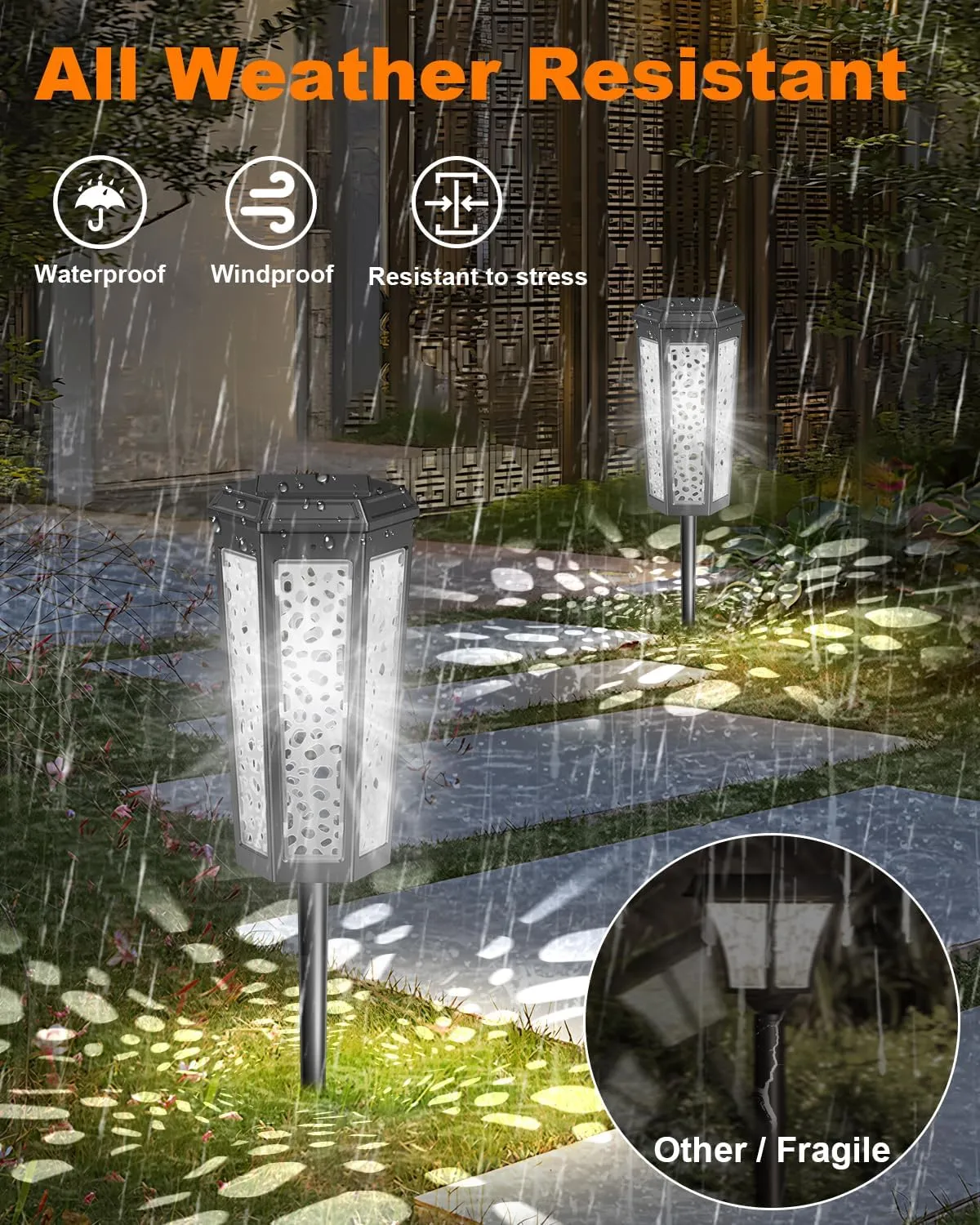 Colored Solar Powered Pathway Landscape Lights Outdoor Cool White & RGB Dusk to Dawn Waterproof for Garden Sideway Outside, Patio, Path, Yard, Walkway, Driveway, 2 Modes 4 Pack Accent Modern Design