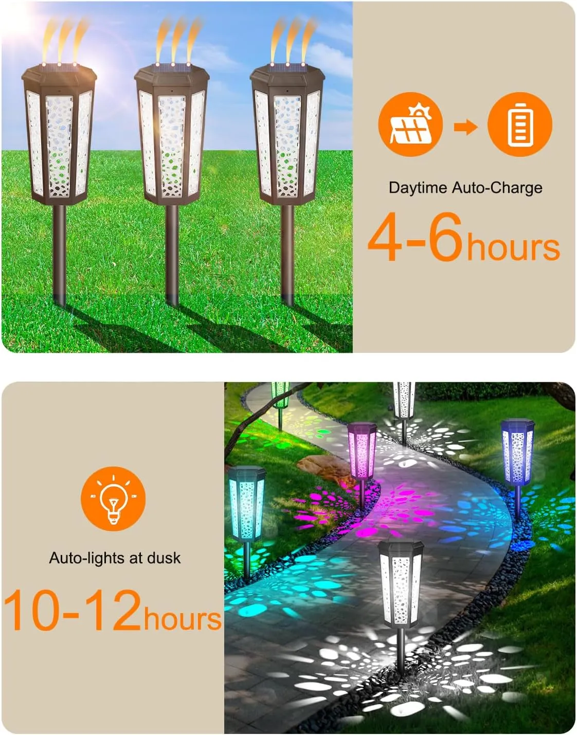 Colored Solar Powered Pathway Landscape Lights Outdoor Cool White & RGB Dusk to Dawn Waterproof for Garden Sideway Outside, Patio, Path, Yard, Walkway, Driveway, 2 Modes 4 Pack Accent Modern Design